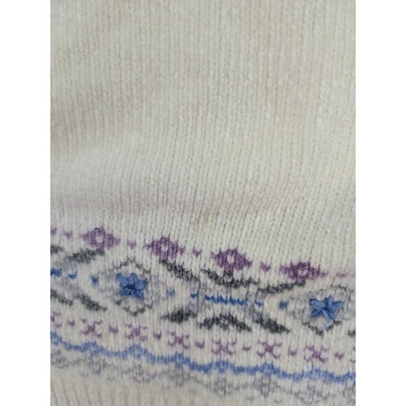 Alfred Dunner Women's Sweater Size M Ivory Cream Chenille Fair Isle Pullover - Picture 11 of 14